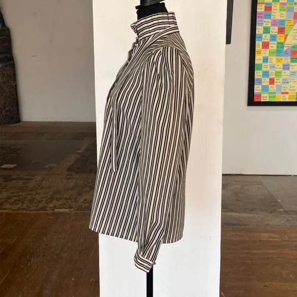 Vintage cottage style striped black and white top - Picture 4 of 9